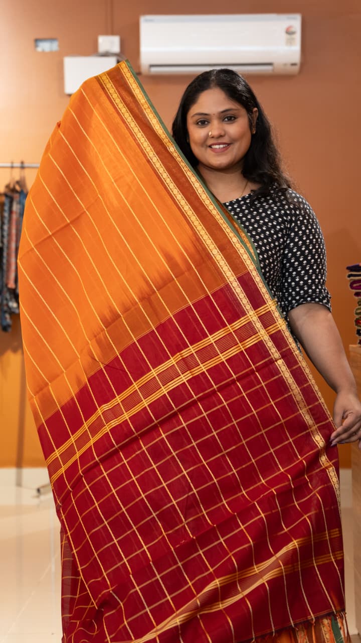 Devendra 10.5 Yards Madisar - 12-11B-10-10.5Y-05 (Yellow with Red)