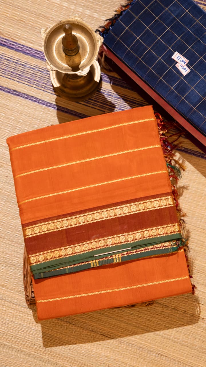 Devendra 10.5 Yards Madisar - 12-11B-10-10.5Y-05 (Yellow with Red)