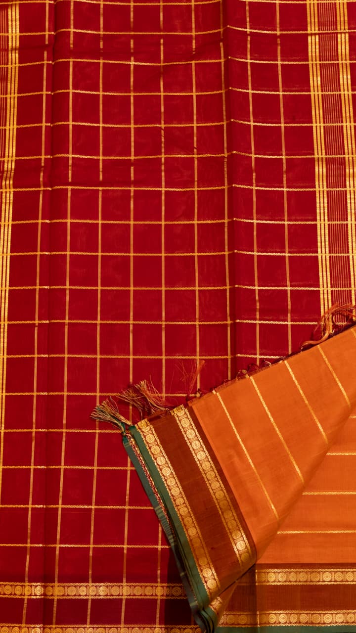 Devendra 10.5 Yards Madisar - 12-11B-10-10.5Y-05 (Yellow with Red)