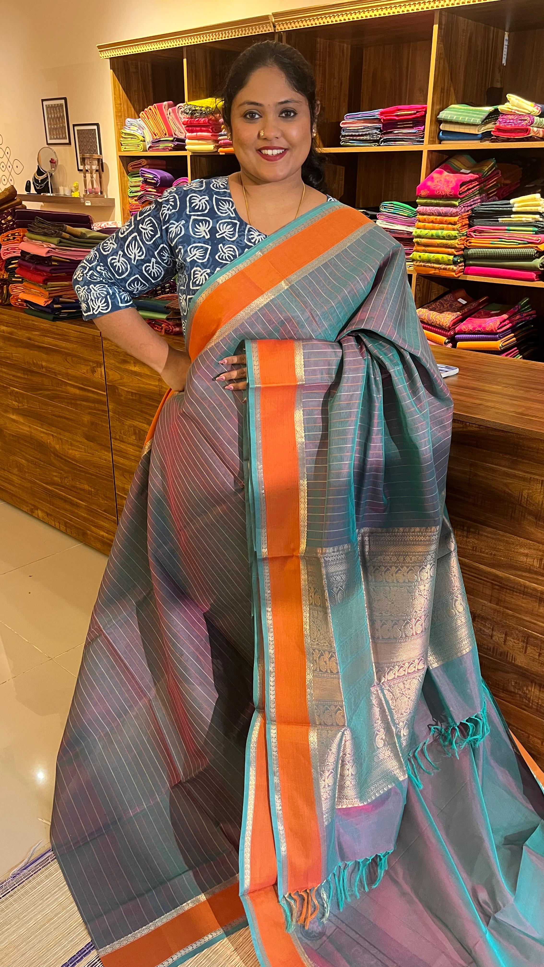 Kanchivaram Silk Cotton Saree - 01-12-04-PCS-08 (Dual Tone)