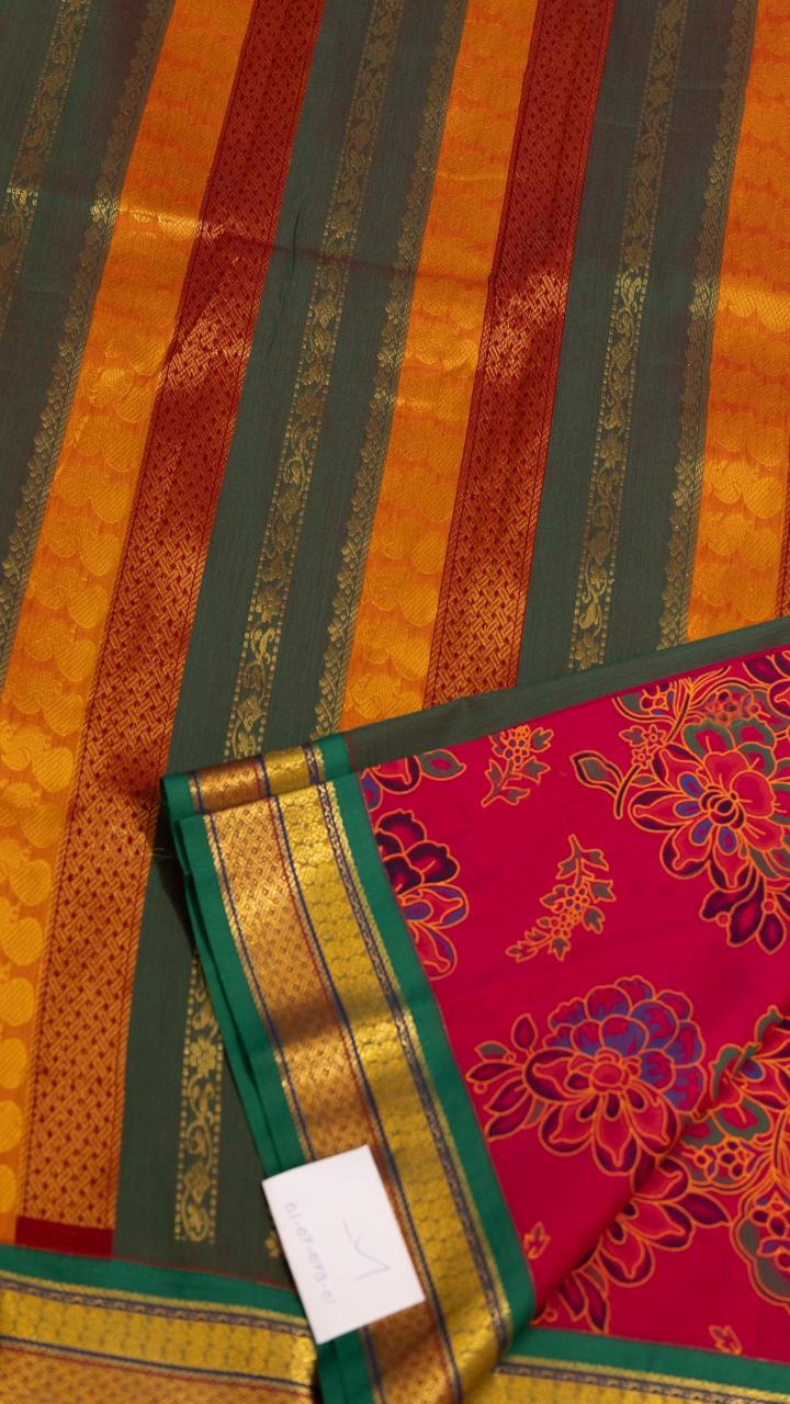 Semi Silk Kalamkari Printed Saree - 01-07-07B-01 (Rani Pink)