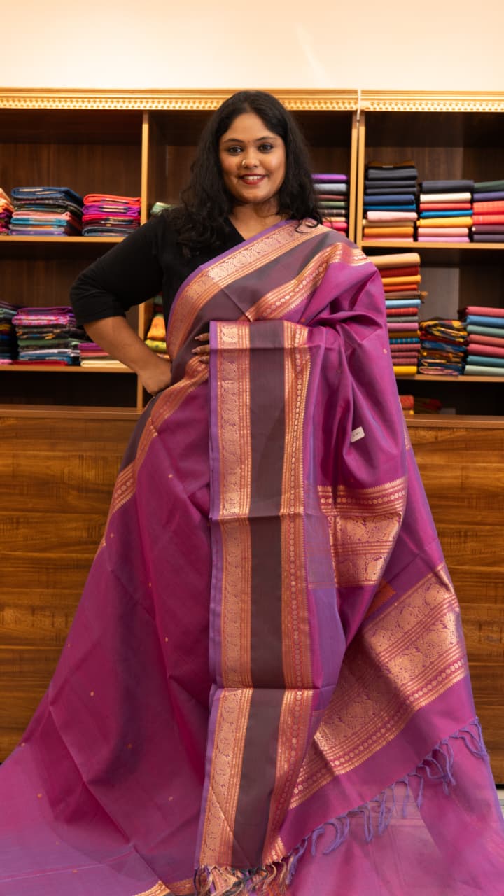 Kanchivaram Silk Cotton Saree - 01-12-09-PCS-07 (Lotus Pink)