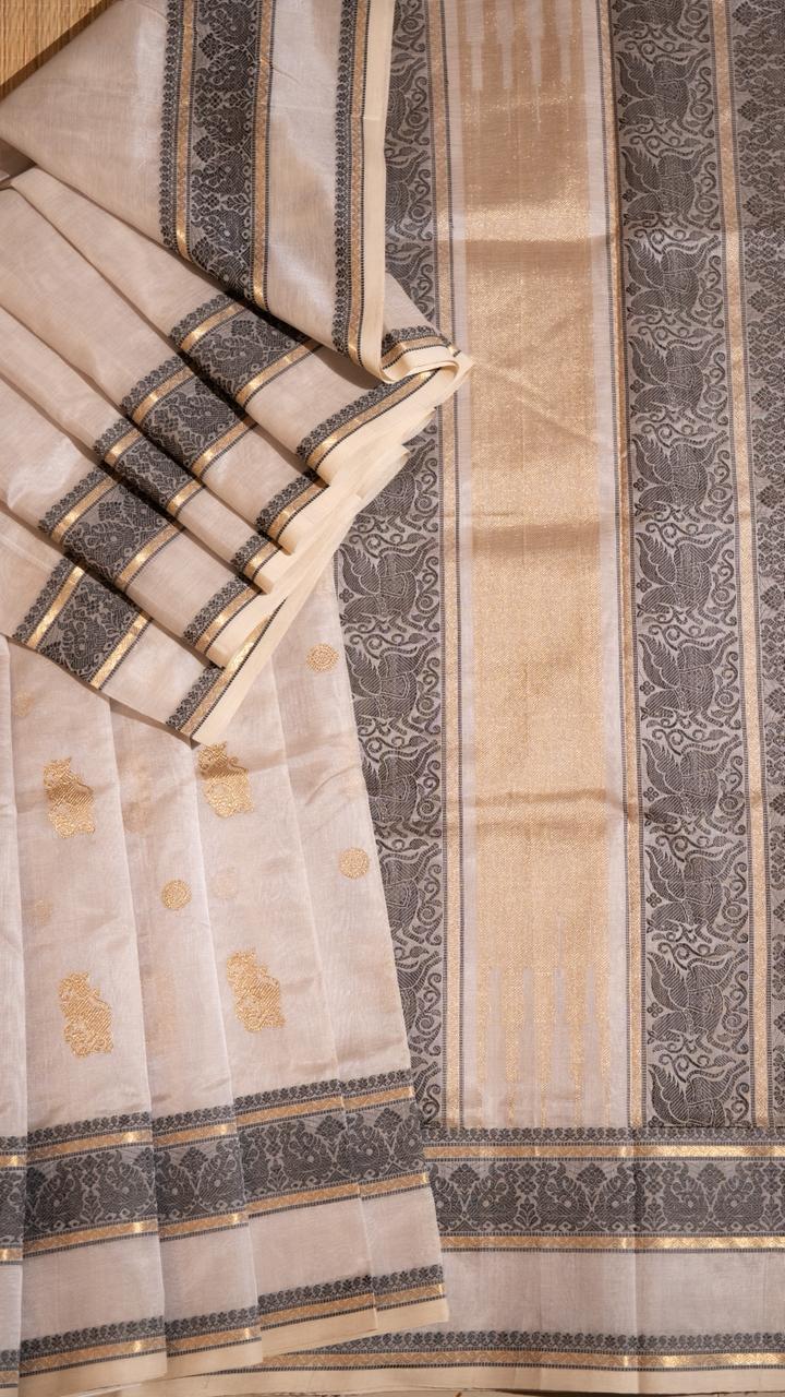 Kanchivaram Silk Cotton Saree - 01-07C-02-01 (White)