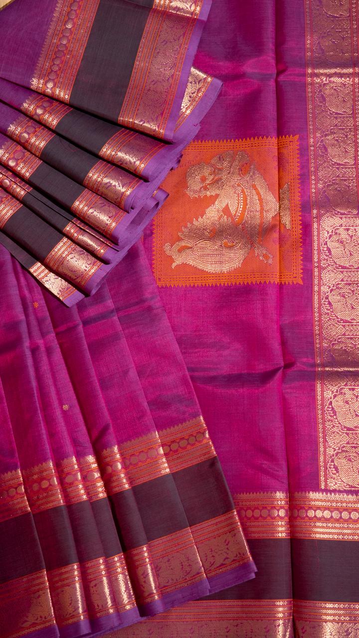 Kanchivaram Silk Cotton Saree - 01-12-09-PCS-07 (Lotus Pink)