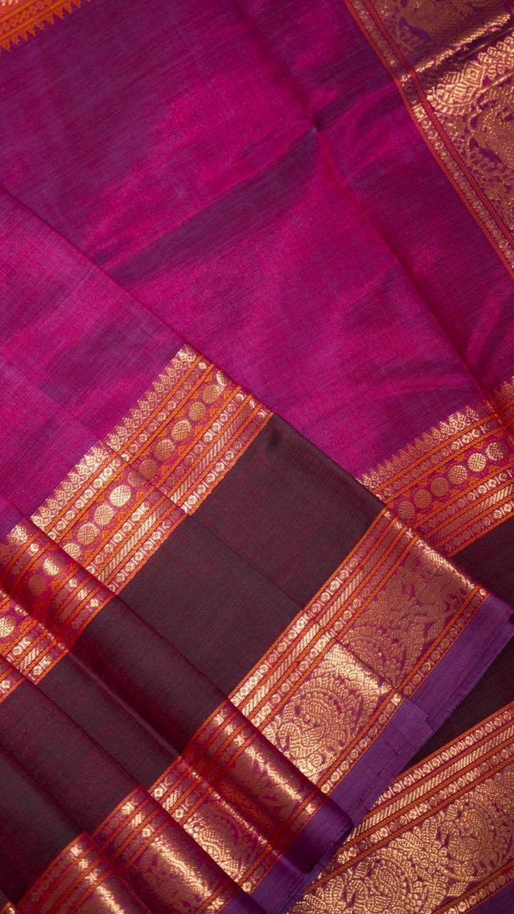 Kanchivaram Silk Cotton Saree - 01-12-09-PCS-07 (Lotus Pink)