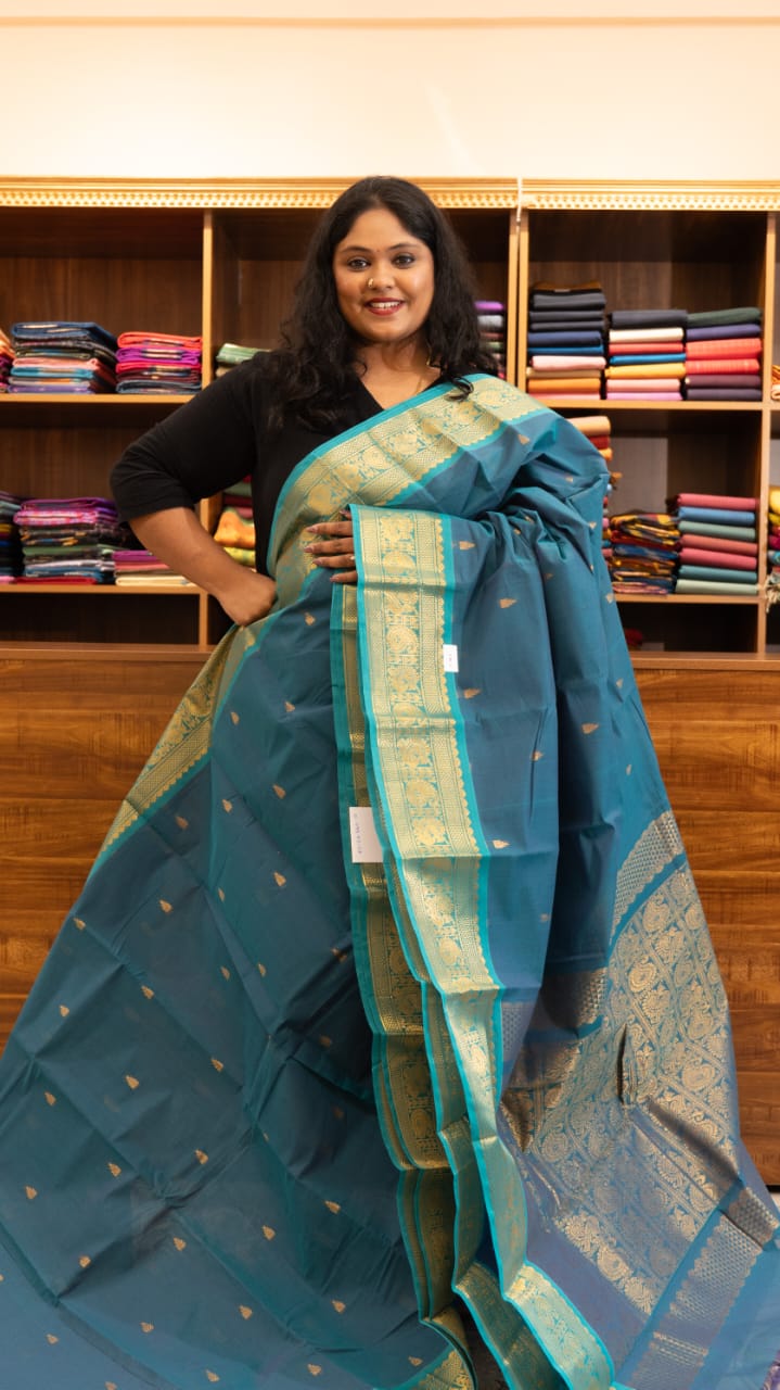 Kanchi Cotton Saree - 01-09B-05-28 (Oceanic Opulence Colour)