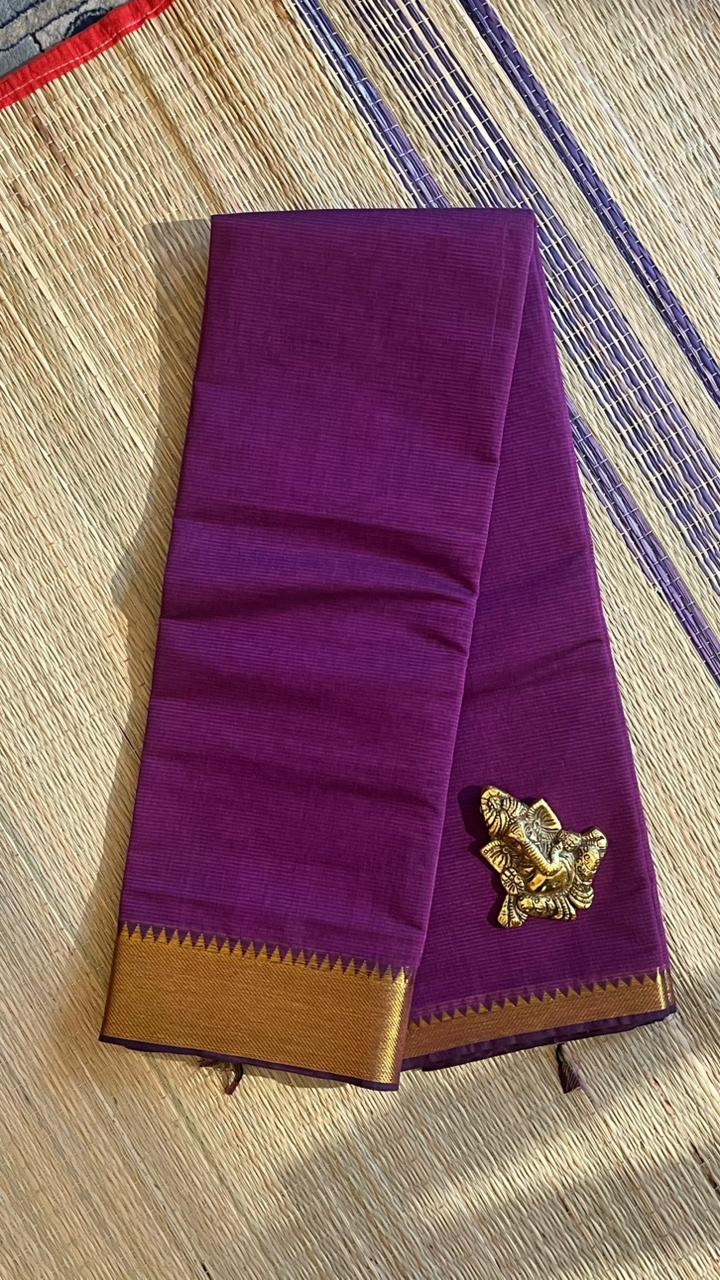 Mangalgiri Plain Cotton Saree - 15-11-06-03 (Vadamalli Colour)