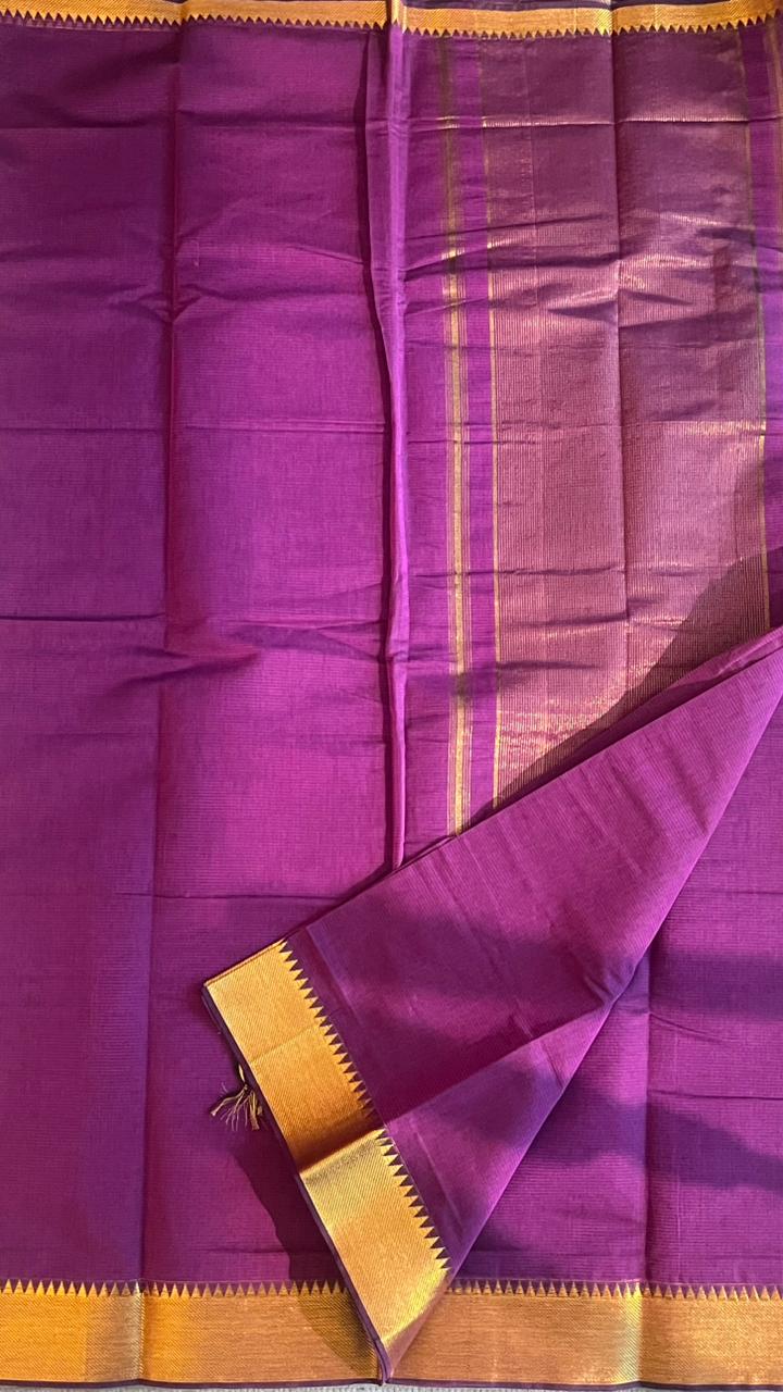 Mangalgiri Plain Cotton Saree - 15-11-06-03 (Vadamalli Colour)