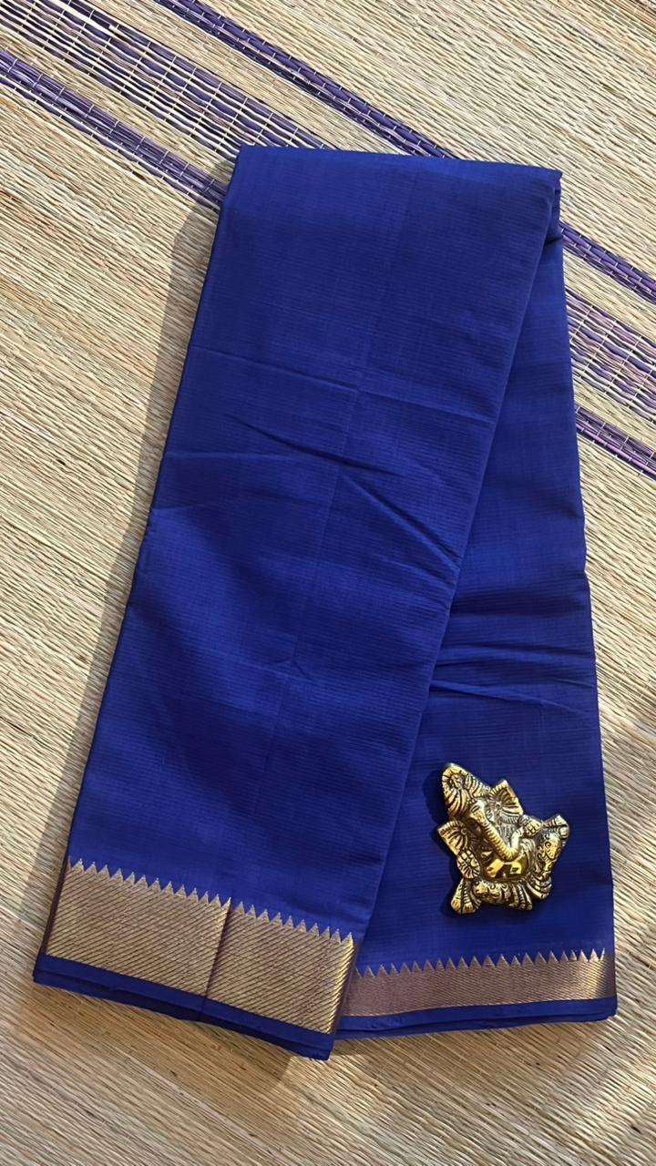Mangalgiri Plain Cotton Saree - 15-11-06-13 (Midnight Mejasty Colour)