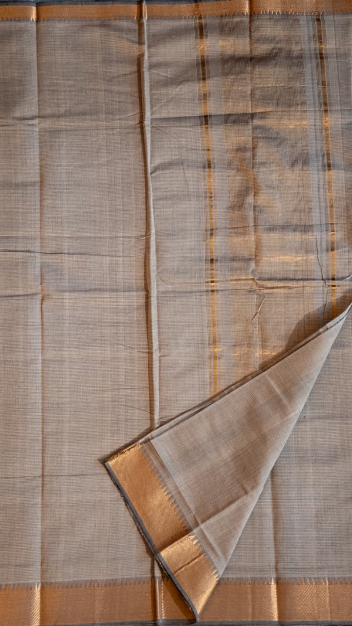 Mangalgiri Plain Cotton Saree - 15-11-06-02 (Grey)