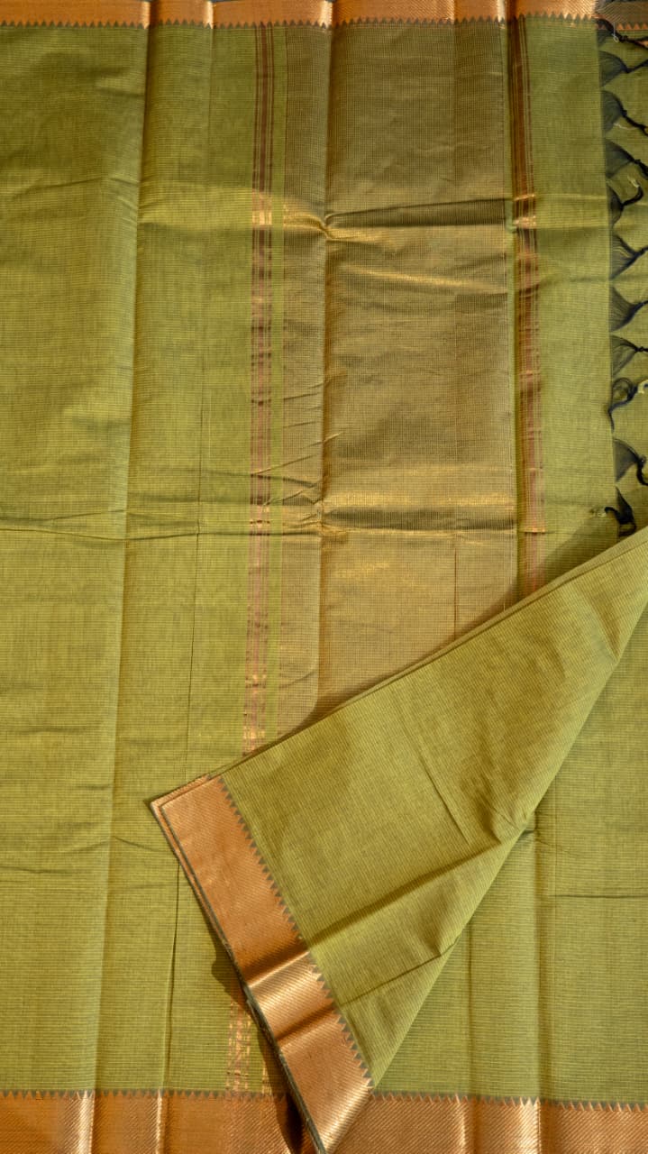 Mangalgiri Plain Cotton Saree - 15-11-06-06 (Light Green)