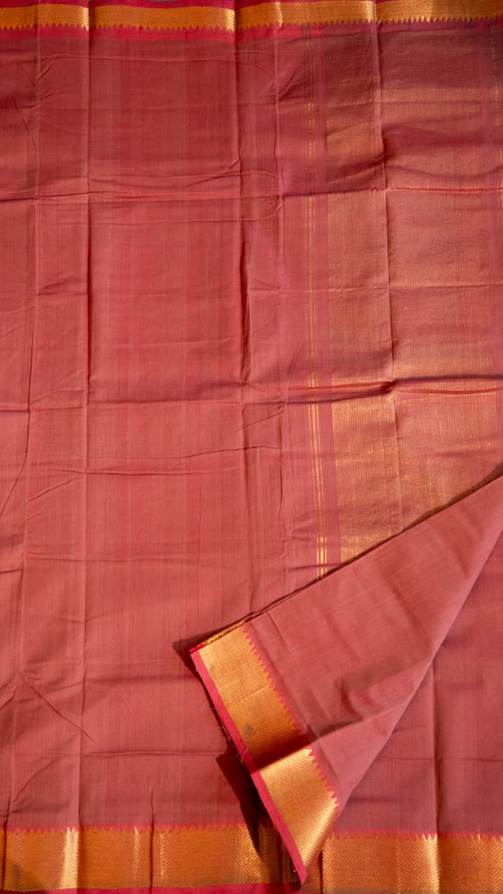 Mangalgiri Plain Cotton Saree - 15-11-06-14 (Sunset Maroon)