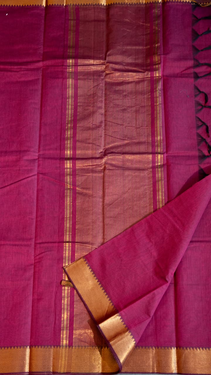 Mangalagiri Pure Cotton Saree - 15-11-06-07 (Meganta 3 Inch Border)
