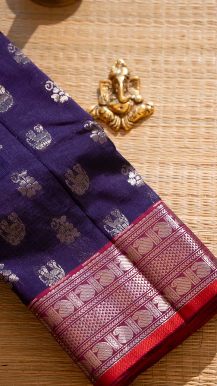 Mangalgiri Silk Cotton Saree - 15-11-02-09 (Dairy Milk Purple with Red)