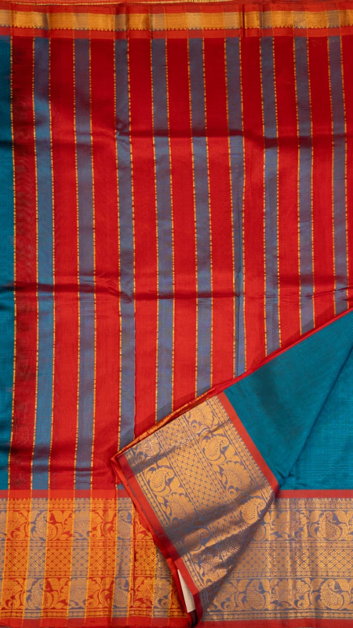 Mangalagiri Silk Cotton Kanchi Border Saree - 15-11-01-07