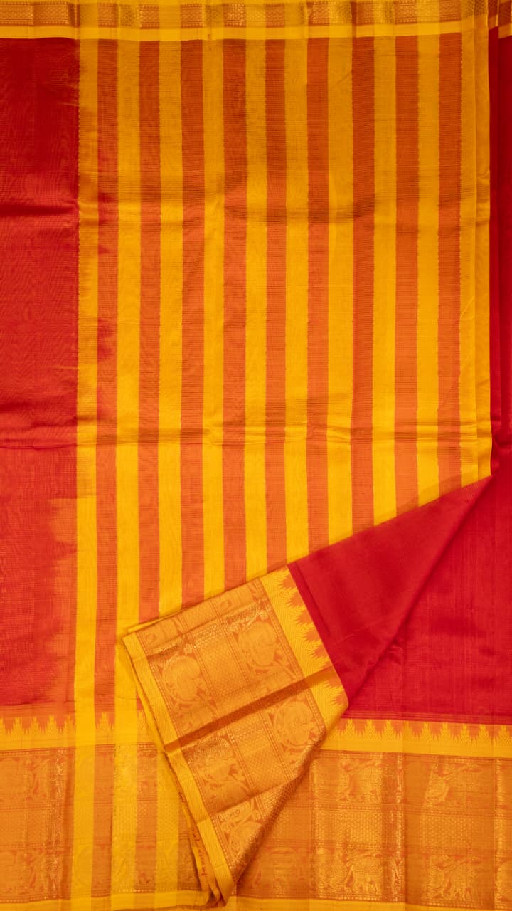 Mangalagiri Silk Cotton Kanchi Border Saree - 15-11-01-05
