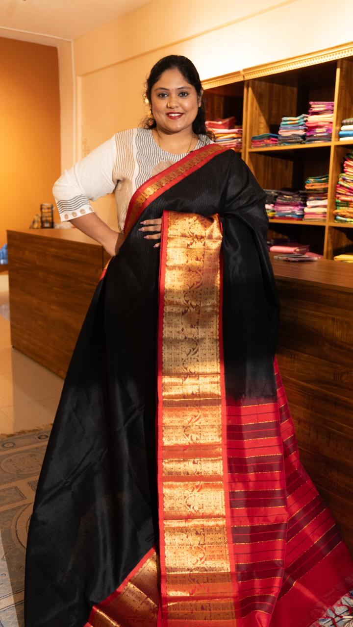 Mangalagiri Silk Cotton Kanchi Border Saree -  15-09-04-06