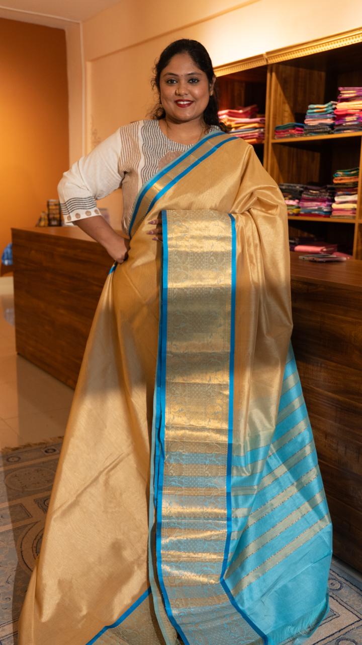 Mangalagiri Silk Cotton Kanchi Border Saree - 15-08B-06-03