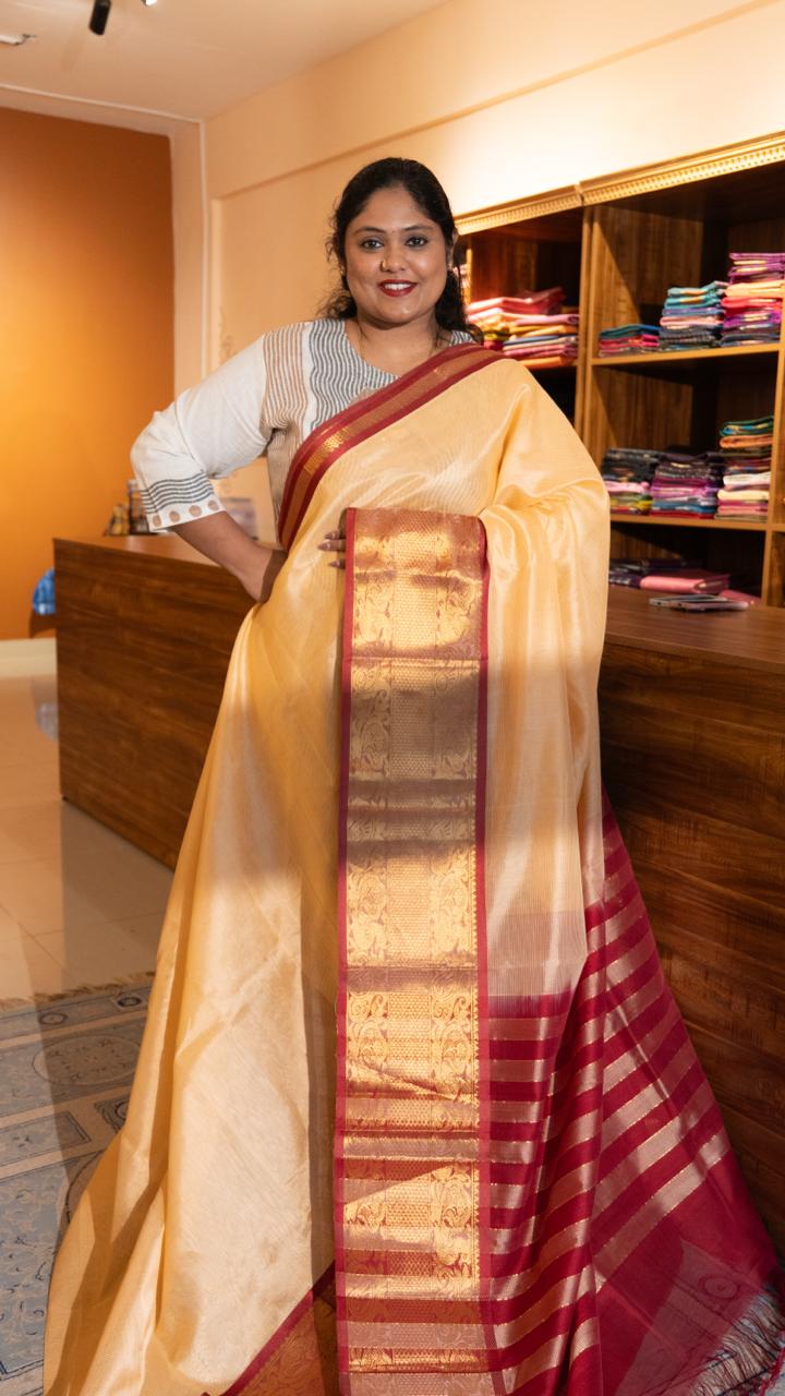 Mangalagiri Silk Cotton Kanchi Border Saree -  15-10B-02-02