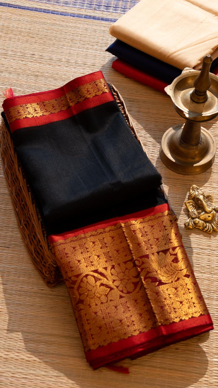 Mangalagiri Silk Cotton Kanchi Border Saree -  15-09-04-06
