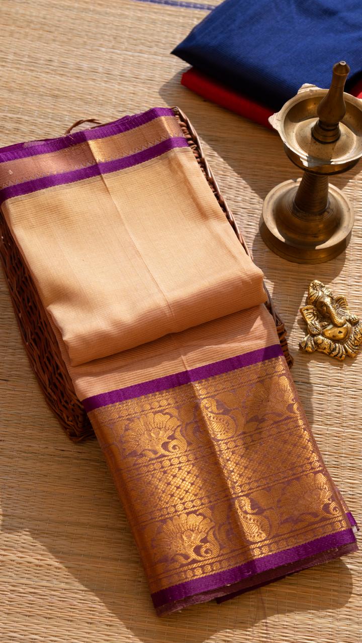 Mangalagiri Silk Cotton Kanchi Border Saree -  15-11-01-09