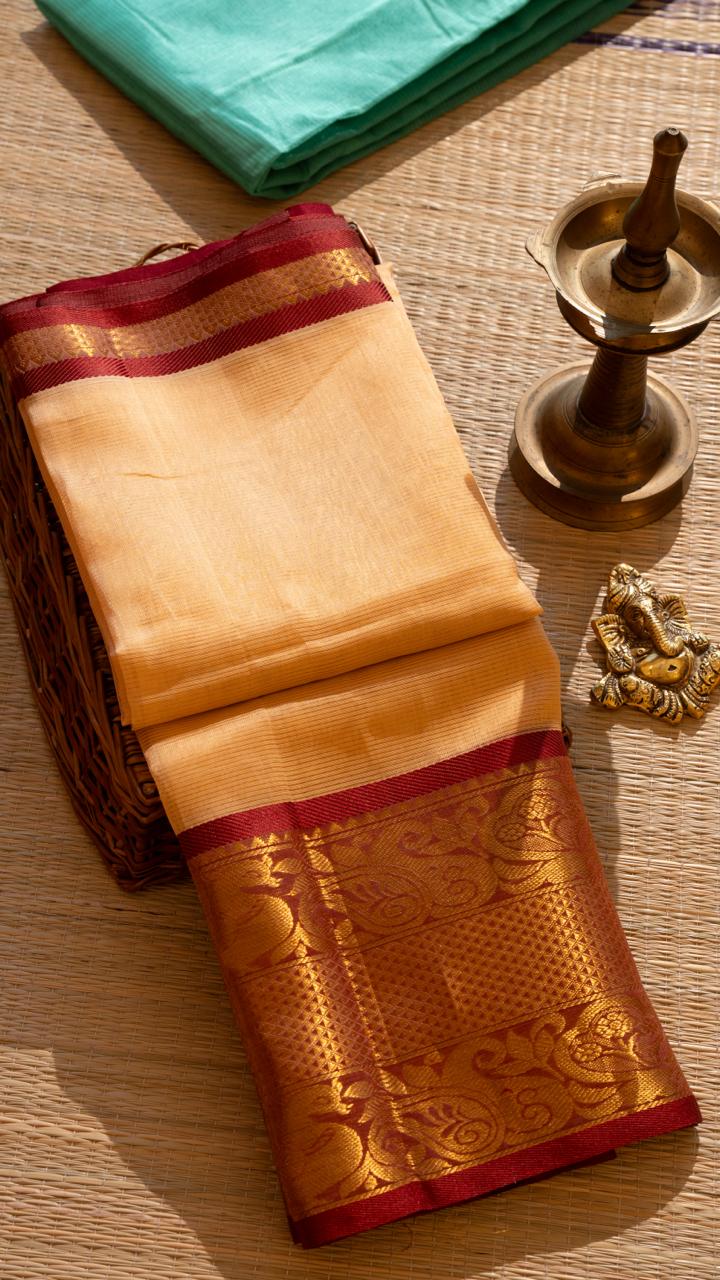 Mangalagiri Silk Cotton Kanchi Border Saree -  15-10B-02-02