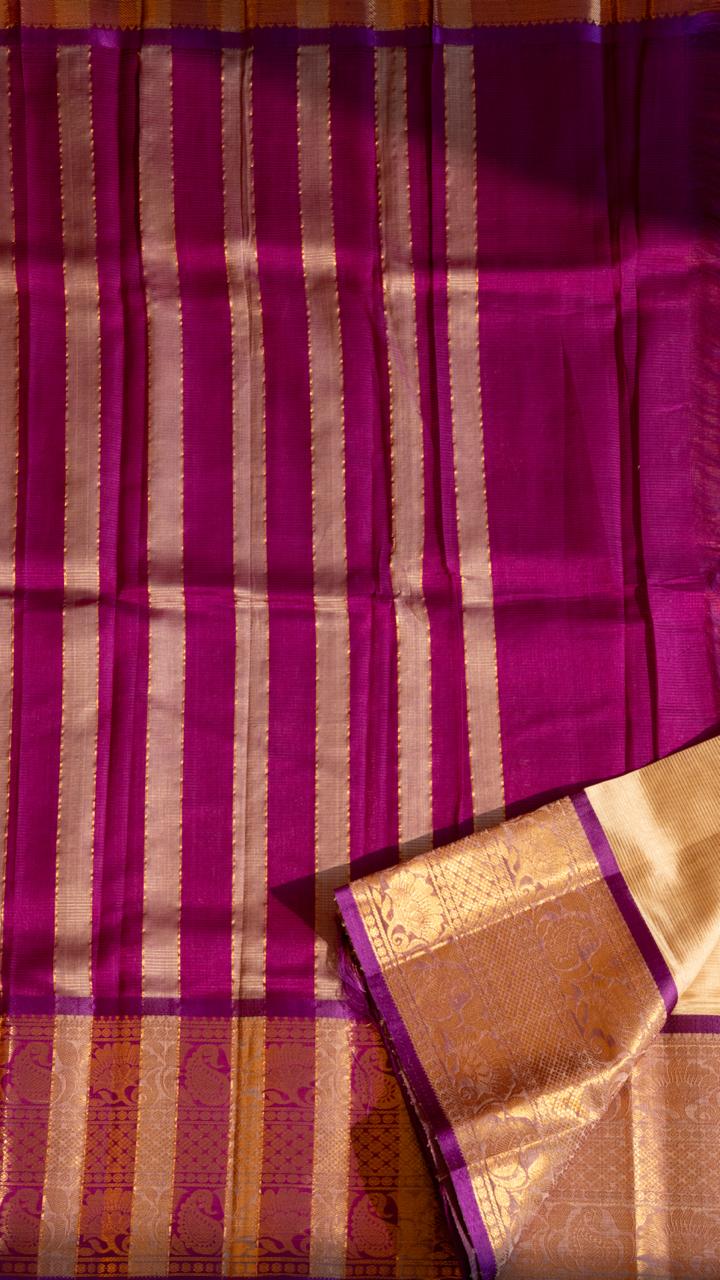 Mangalagiri Silk Cotton Kanchi Border Saree -  15-11-01-09