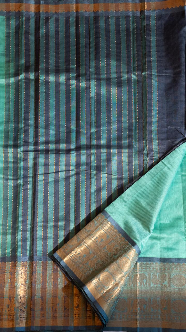 Mangalagiri Silk Cotton Kanchi Border Saree -  15-11-01-02