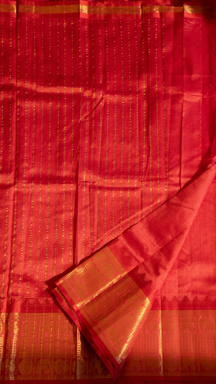 Mangalagiri Silk Cotton Kanchi Border Saree - 15-11-01-04