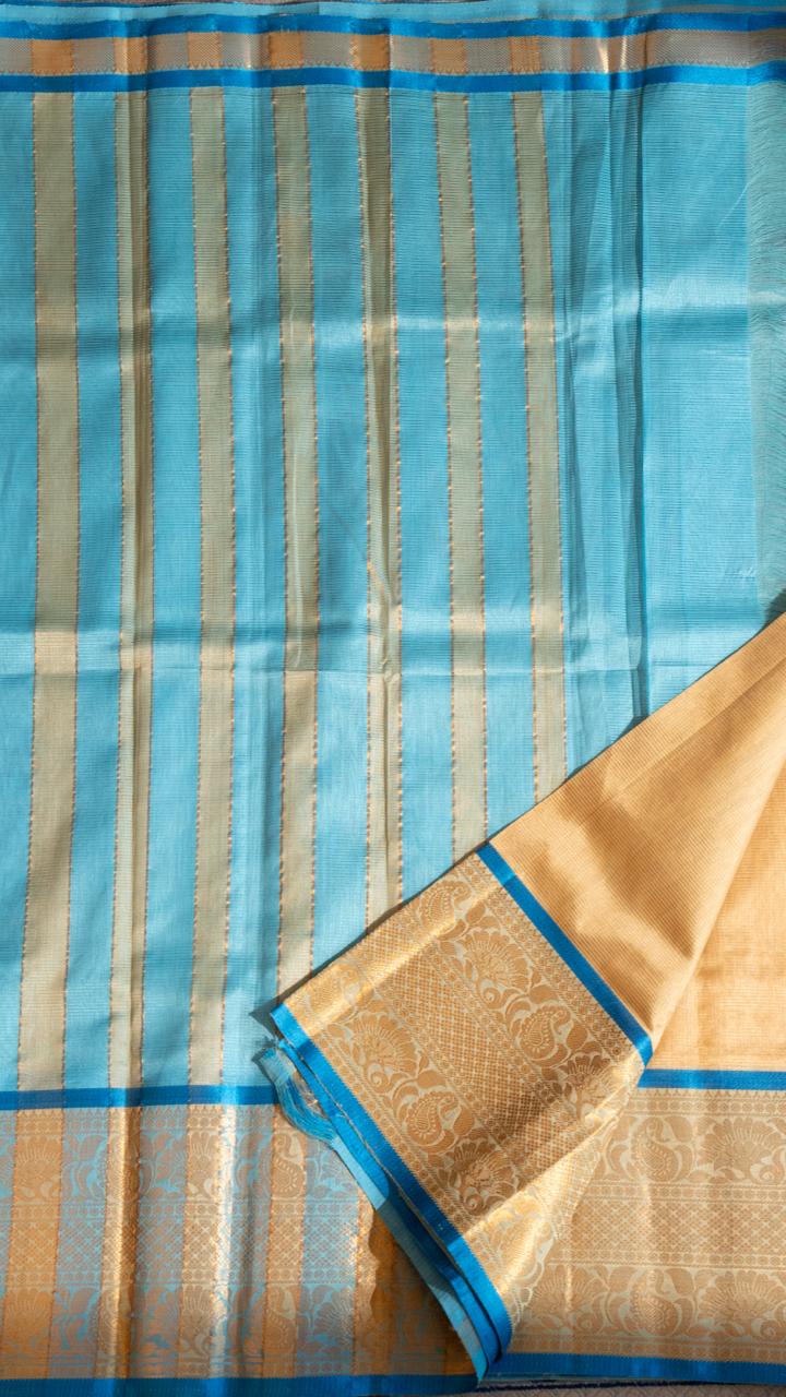 Mangalagiri Silk Cotton Kanchi Border Saree - 15-08B-06-03