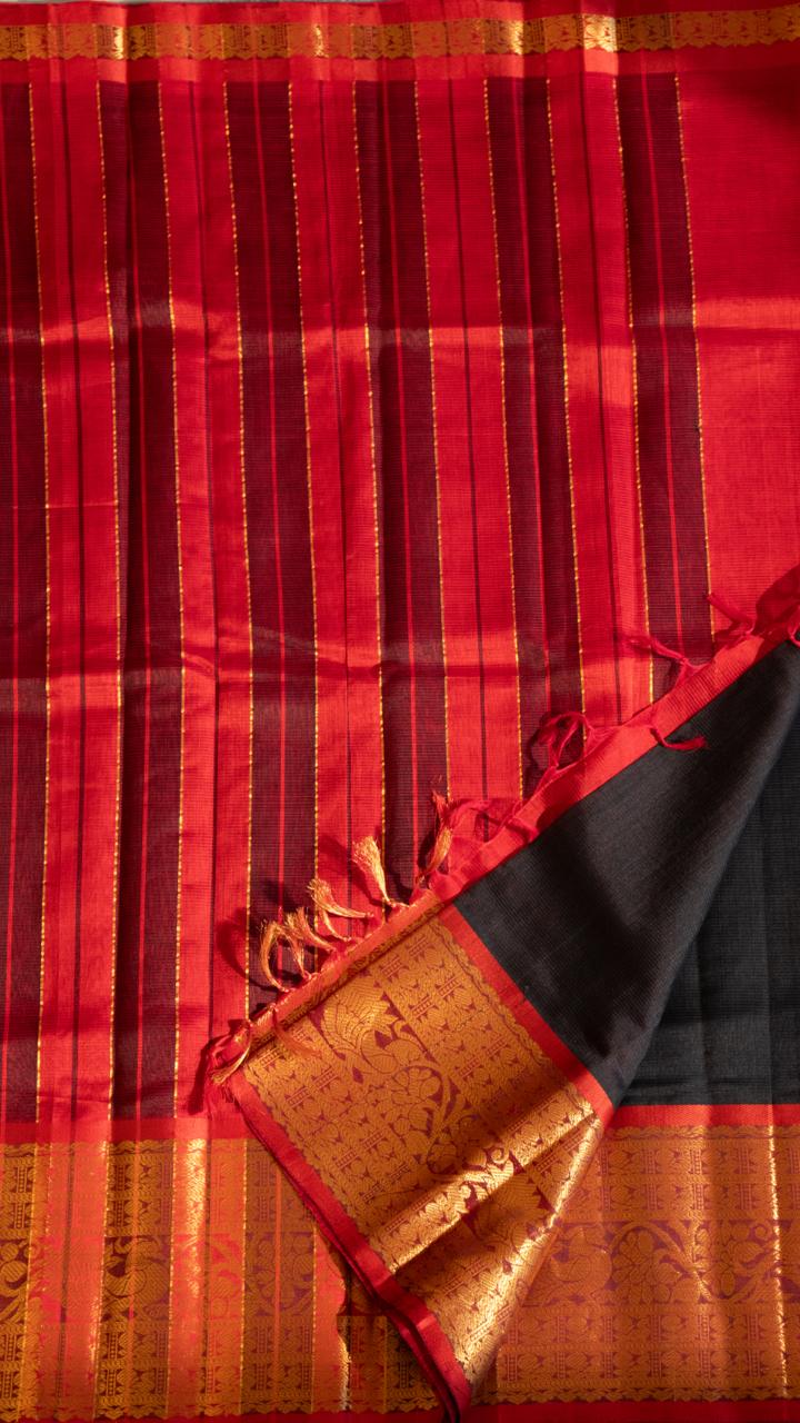Mangalagiri Silk Cotton Kanchi Border Saree -  15-09-04-06