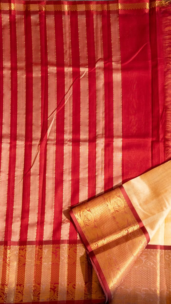 Mangalagiri Silk Cotton Kanchi Border Saree -  15-10B-02-02