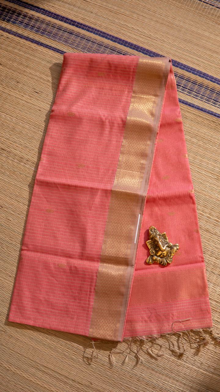 Maheshwari Silk Cotton Saree - 05-08-09-04 (Candy Pink)