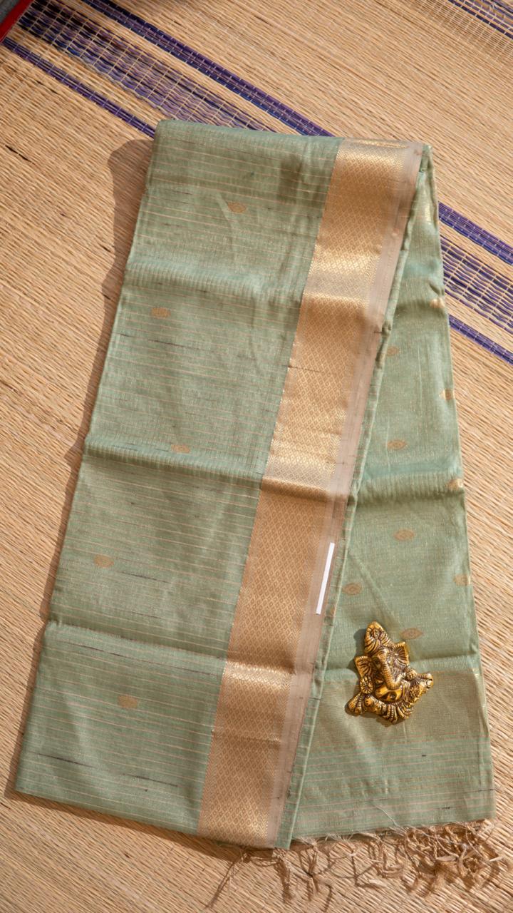 Maheshwari Silk Cotton Saree - 05-08-09-02 (Mint Green)