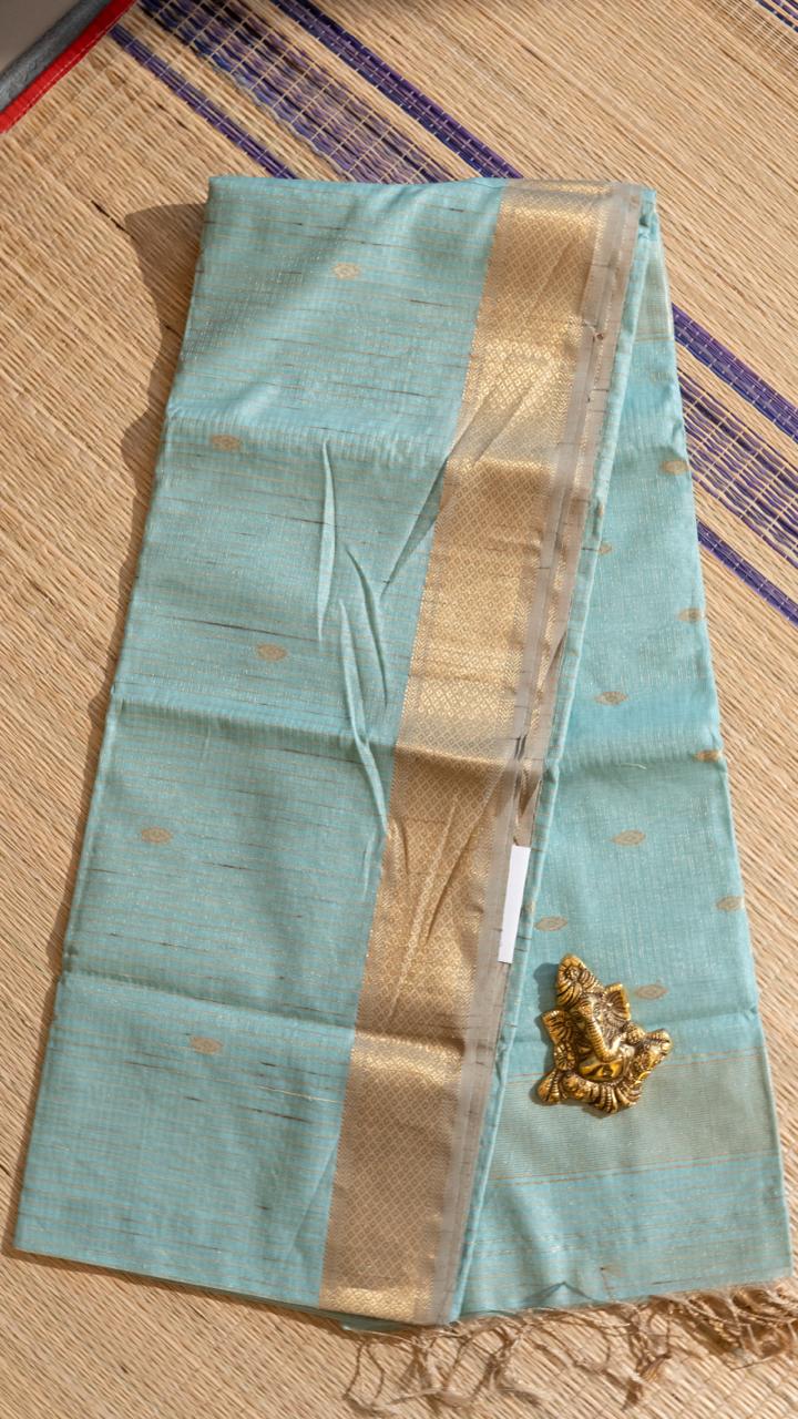 Maheshwari Silk Cotton Saree - 05-08-09-05 (Ice Blue)