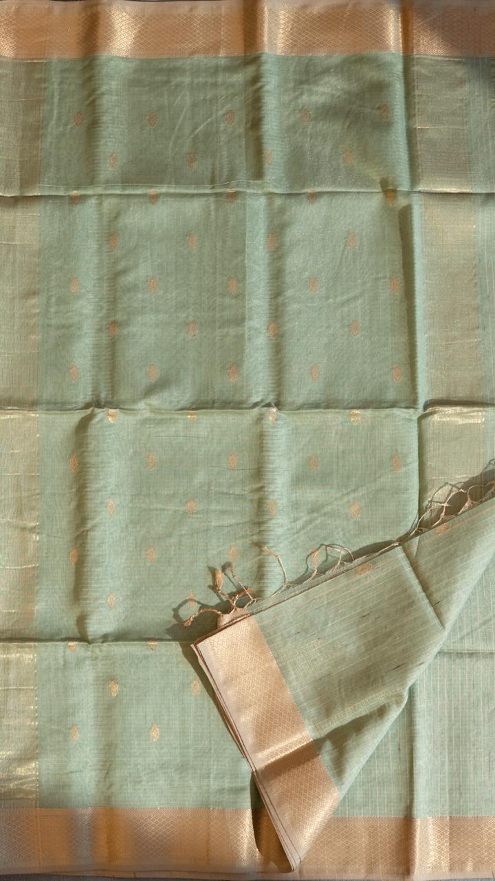 Maheshwari Silk Cotton Saree - 05-08-09-02 (Mint Green)