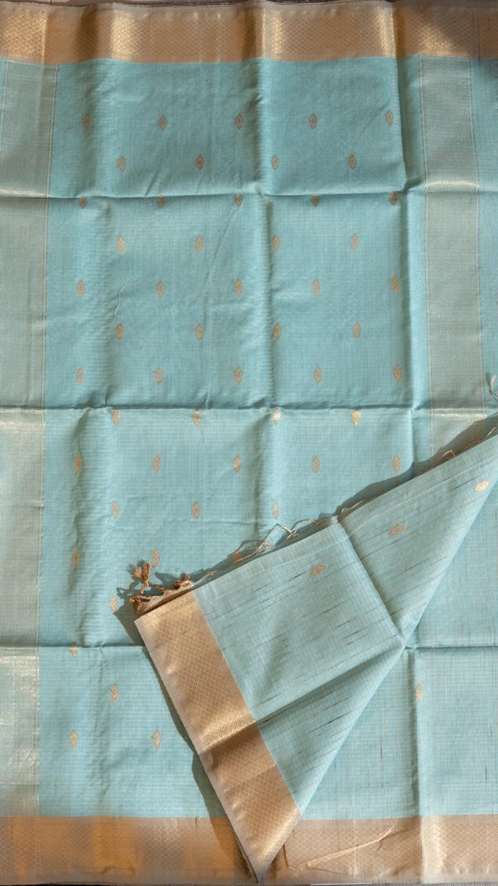 Maheshwari Silk Cotton Saree - 05-08-09-05 (Ice Blue)