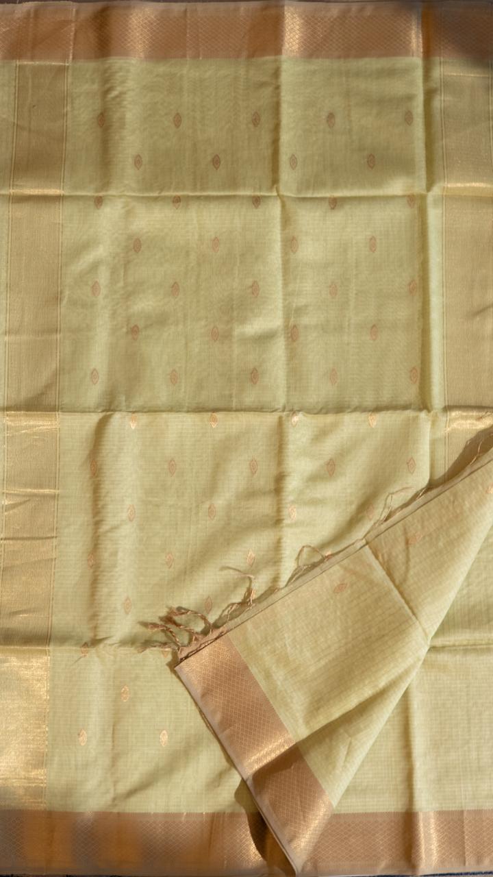 Maheshwari Silk Cotton Saree - 05-08-09-03 (Lime Green)