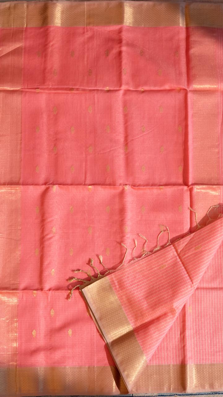 Maheshwari Silk Cotton Saree - 05-08-09-04 (Candy Pink)