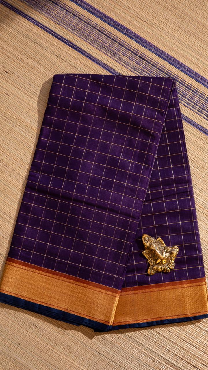 Devendra 6 Yards Kattam Saree - 11-10B-07-7Y-01 (Violet)