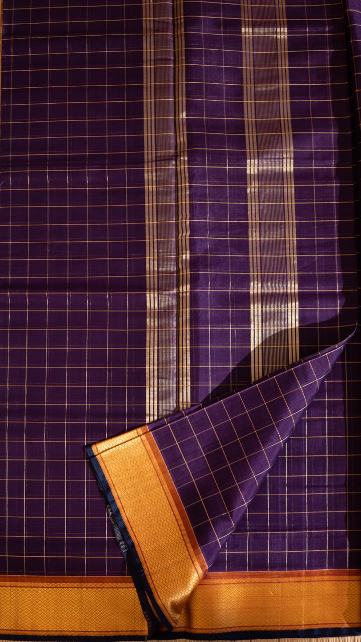 Devendra 6 Yards Kattam Saree - 11-10B-07-7Y-01 (Violet)