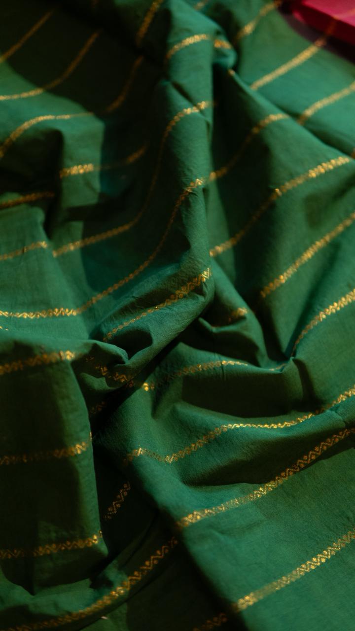 Madurai cotton veldhari saree - 11-12-01-6Y-01 (Leaf Green with Red)