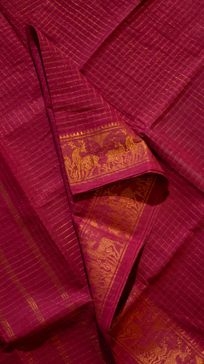 Madurai Cotton Saree -11-12-03-6Y-04 (Pinkish Red)
