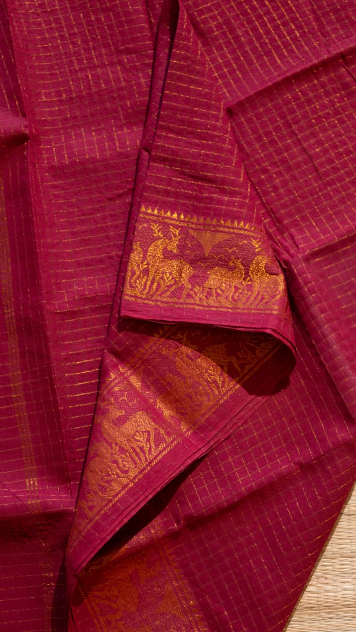 Madurai Cotton Saree -11-12-03-6Y-04 (Pinkish Red)