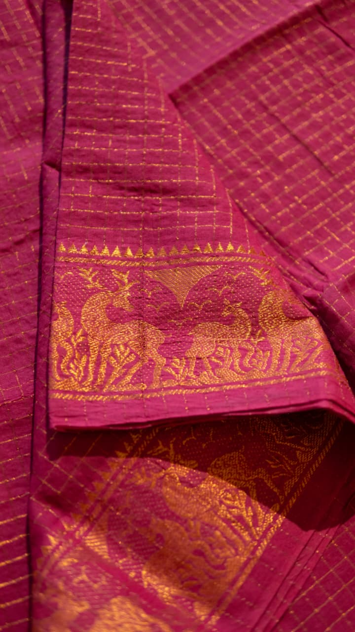 Madurai Cotton Saree -11-12-03-6Y-04 (Pinkish Red)