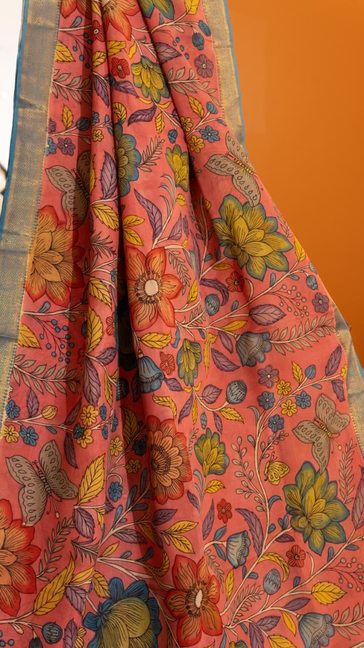 Pen Kalamkari Saree - 02-12-01-01 (Pink)