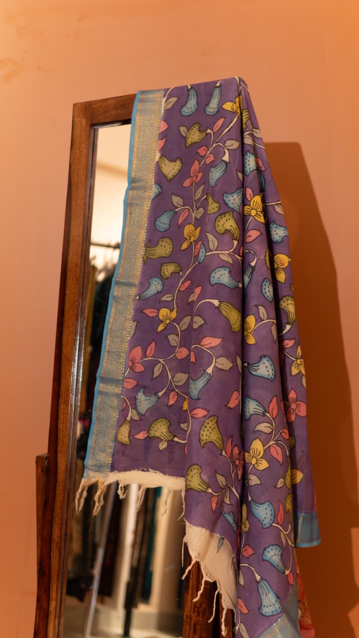 Pen Kalamkari Saree - 02-12-01-01 (Pink)