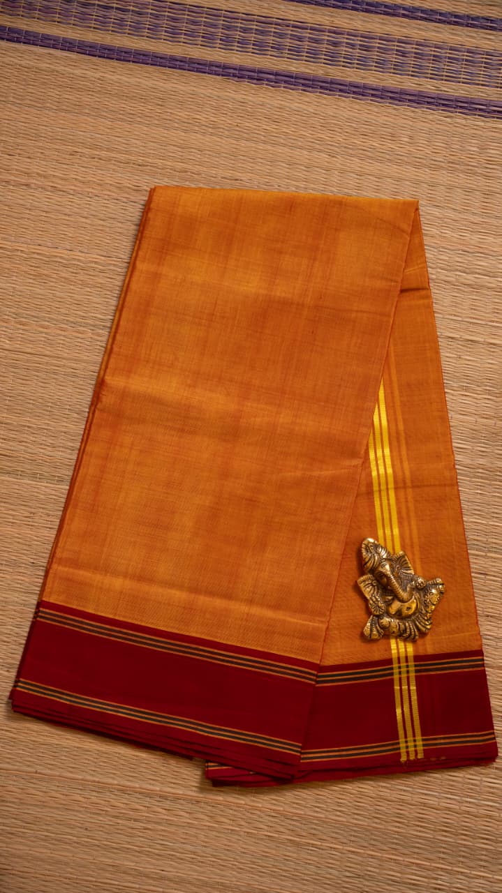Devendra 6 Yards Saree - 11-11-04-6Y-07 (Yellow with Red Border)