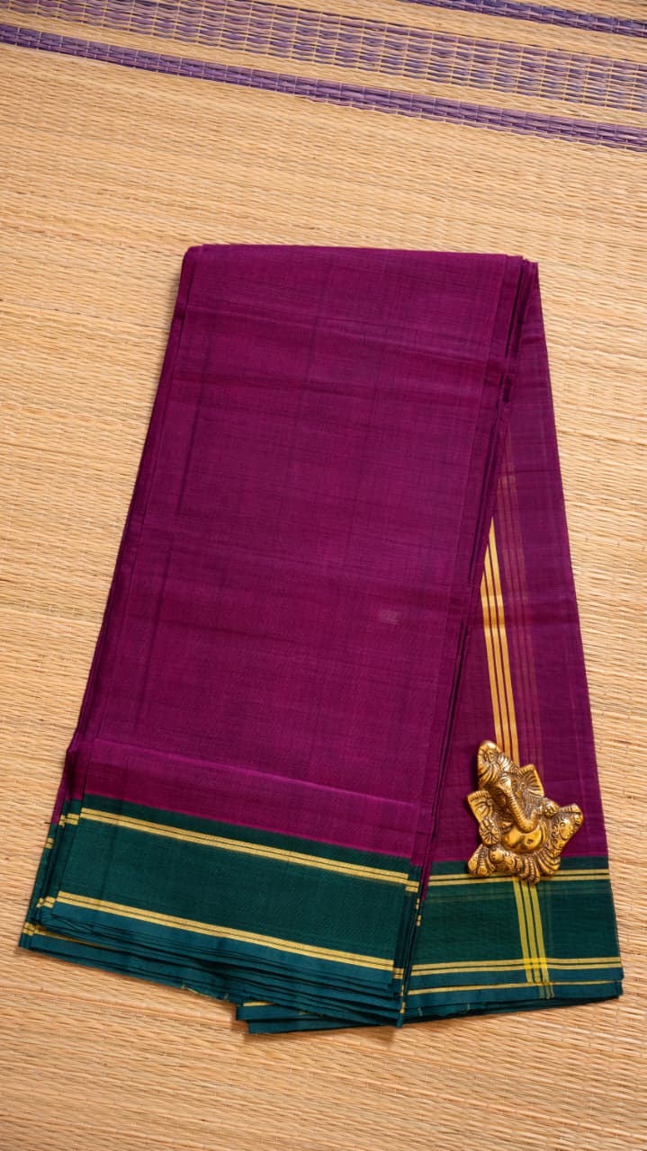 Devendra 7 Yards Saree - 11-10B-01-7Y-01 (Meganta with Green Border)