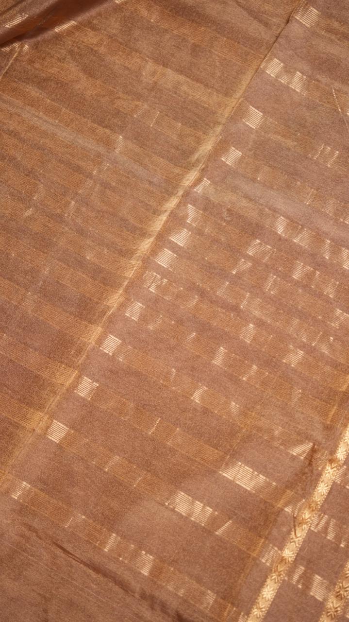 Maheshwari Big Border Tissue Saree - 05-12-07-04 (Chocolate Brown Tissue)(The Royals)